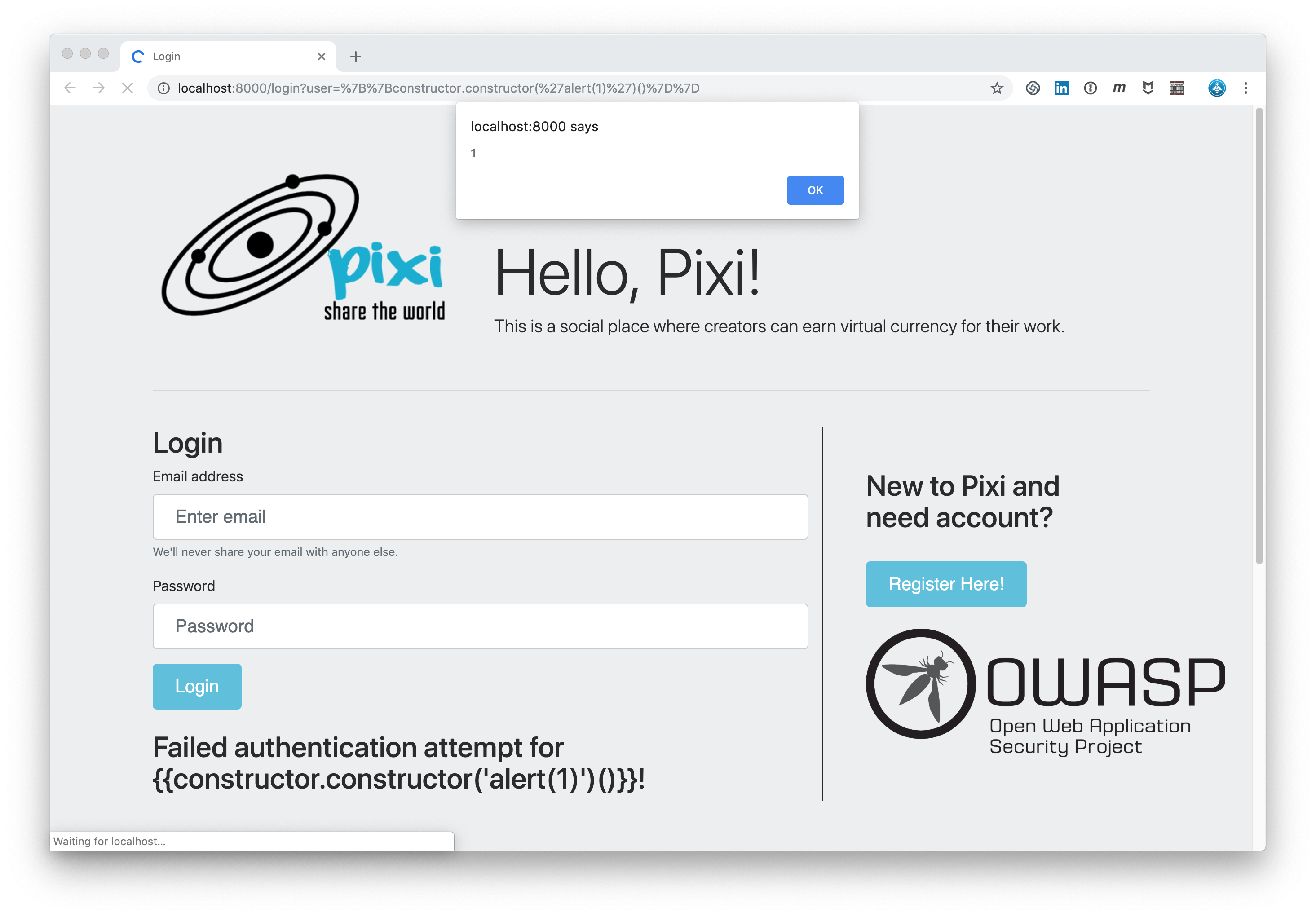 Angular Template Injection: Popup